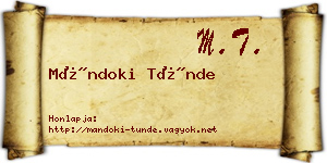 Mándoki Tünde névjegykártya